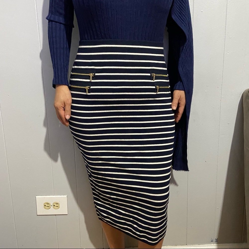 Cache Striped Pencil Skirt
